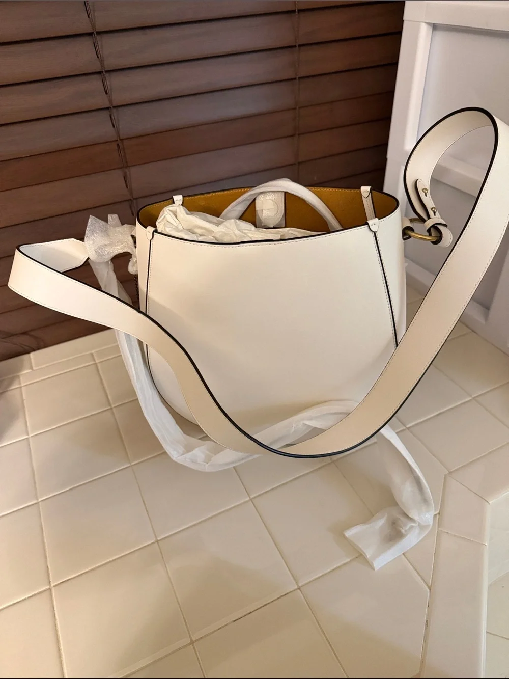 Coach Cream Crossbody Saddle Bag with Wide Strap